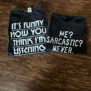 Two novelty t shirts. Black, adult size medium